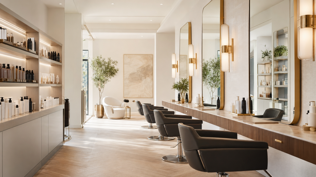 Modern Salon Alure styling stations and salon interior